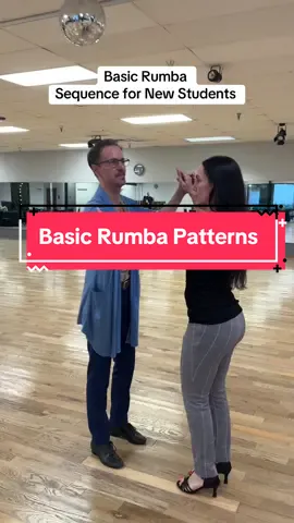 Basic Rumba Sequence for New Students. This is the sequence I use for my new students while they learn how to dance American Rumba for social dancing. Rumba timing is Sloww, Quick, Quick. These elements are great for new students. #rumbapatterns #ballroomdance #latindance #americanrhthym #danceteacher #dancestudent #learning #socialdance #learntodance