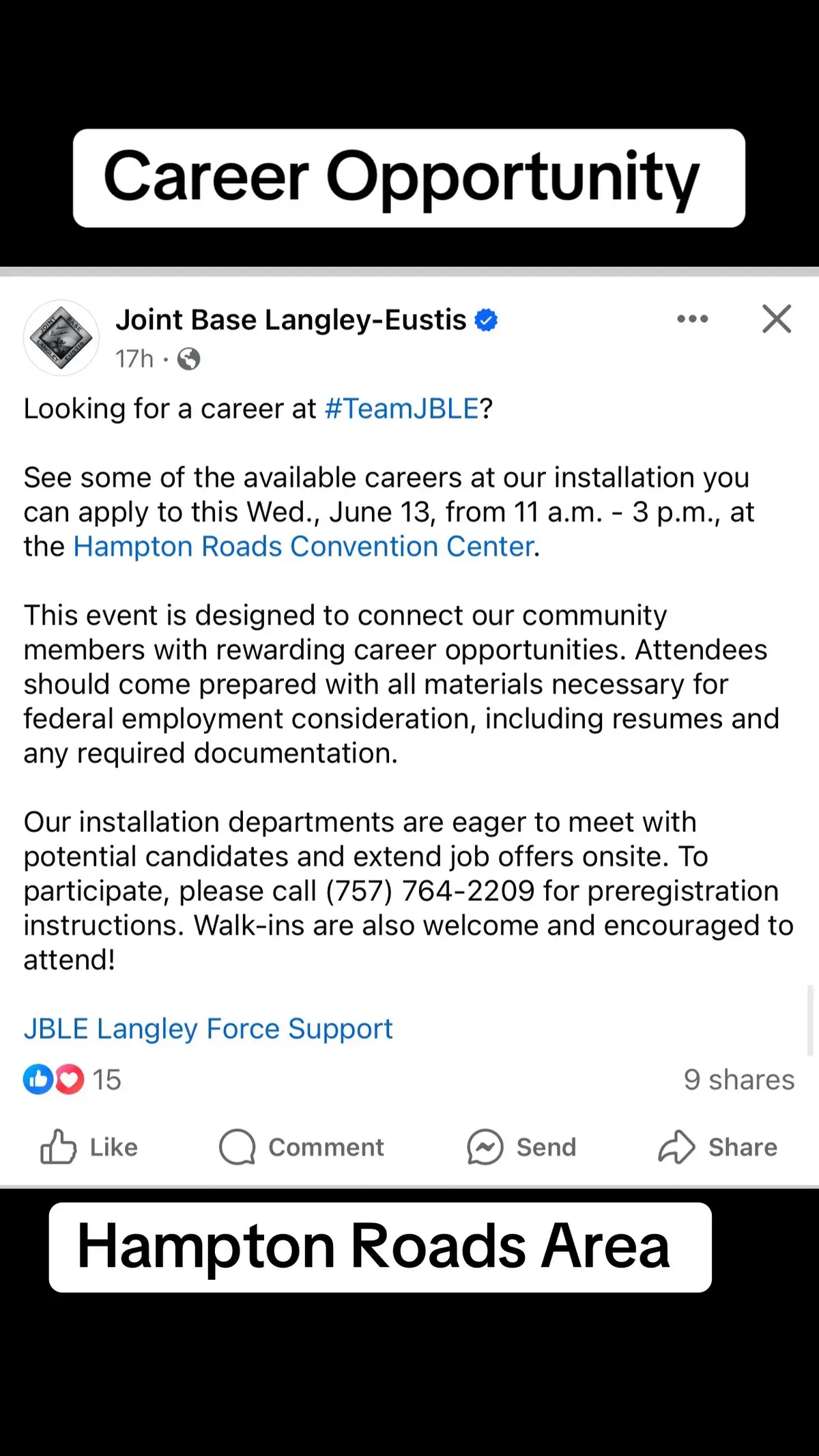 Here is a great way to get hired into federal service through community job fairs. if you’re in the Hampton Roads area check out this opportunity. #foryoupage #foryou #careertiktok #militaryspouse #resume #careeradvice 