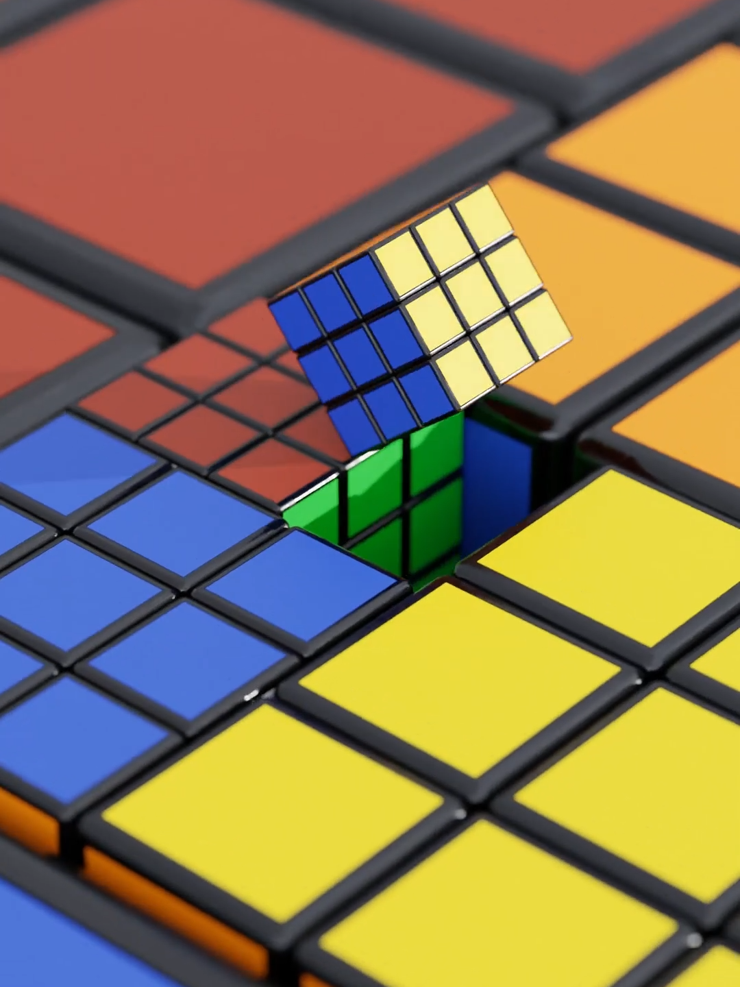 Rubik's Cube Roll and Drop #3d #animation #infiniteloop