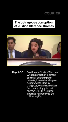 It was revealed last week that Supreme Court Justice Clarence Thomas has taken over $4 million in luxury gifts during his time on the high court. #aoc #congress #fyp #politics 