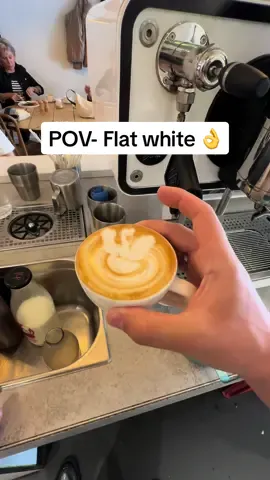POV- Flat white 👌 working over at @Jaunty Goat Coffee in chester today! #coffee #latteart #barista #cafe #pov 