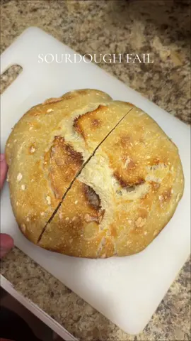 Help me! What went wrong lol!? The flavor is actually pretty good but the texture is sooooo bad. The dough was pretty wet and sticky. Is it my starter? 🤷🏻‍♀️ #sourdough #sourdoughfail #sourdoughhelp #sourdoughbread #sourdoughstarter 