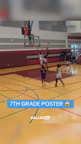 Only in 7TH GRADE and is already putting them on posters 😱 #basketball #dunk #poster 