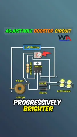 Adjustable Booster Circuit .. Diy Electronics Projects... Follow @wa_electronics for more like this.  Like❣️ comments📋 Share📤  Keep Supporting 🤝 #voltagebooster #boostercircuit #electronic #electronics #electronicos #electronicproject #electronicprojects #electronicsprojects #electronicsproject #diyelectronic #diyelectronics #diyelectrical #electronicidea #electronicstudent #electronicstudents #electronicsolvers #electronicsengineering #electronicengineering #digitalelectronics #electrical #electrician #electricians #electricalwork #electricalwiring #electricaltips #electricalprojects #electricalstudents #diyprojects #waelectronics 