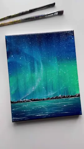 Aurora Painting 🌌  . . . . . . . . . . . . . . . . . . . . . . . . . . . . . . . . . . . . . . . . . #art #artworks #minicanvas #acrylic #easyart #canvascreations #aurora #northernlight #paintingart #paintingideas #foryouu #kesfet #paintingtutorial #acrylicpainting #foryou #rewardsprogram #dailyartwork #artchallenge #artistsoftiktok #lightpainting #natureart #creator #landscapepainting #colorart #chillvibes #artist #easypainting #akrilik #youngartist 