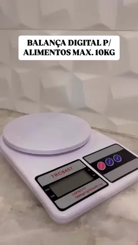Balança Digital p/ Alimentos ✅  Capacidade Máxima 10kg  R$29,90  . Ideal para dietas, receitas culinárias e muito mais.  Com o funcionamento a pilha já inclusas (2 AAA).  . Disponível em nossa loja física e no catálogo para entregas!!! 🚚