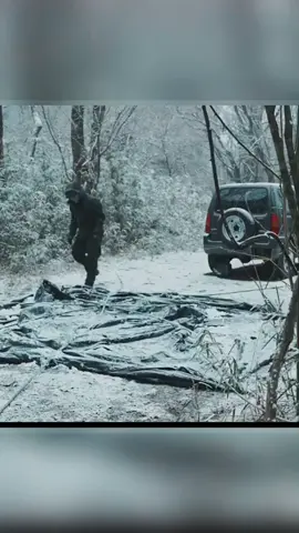 Camping in snowstorm - cooking in hot tent #camping #survival #bushcraft #Outdoors #campinglife #satisfying 