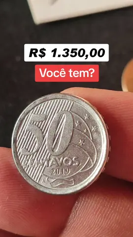 R$ 1.350 REAIS! Moeda de 50 centavos 2019 com letra 