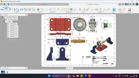 Autodesk Fusion 360 3D ke 2D #autodeskfusion360 #teknikmesin #teknikdrawingmesin