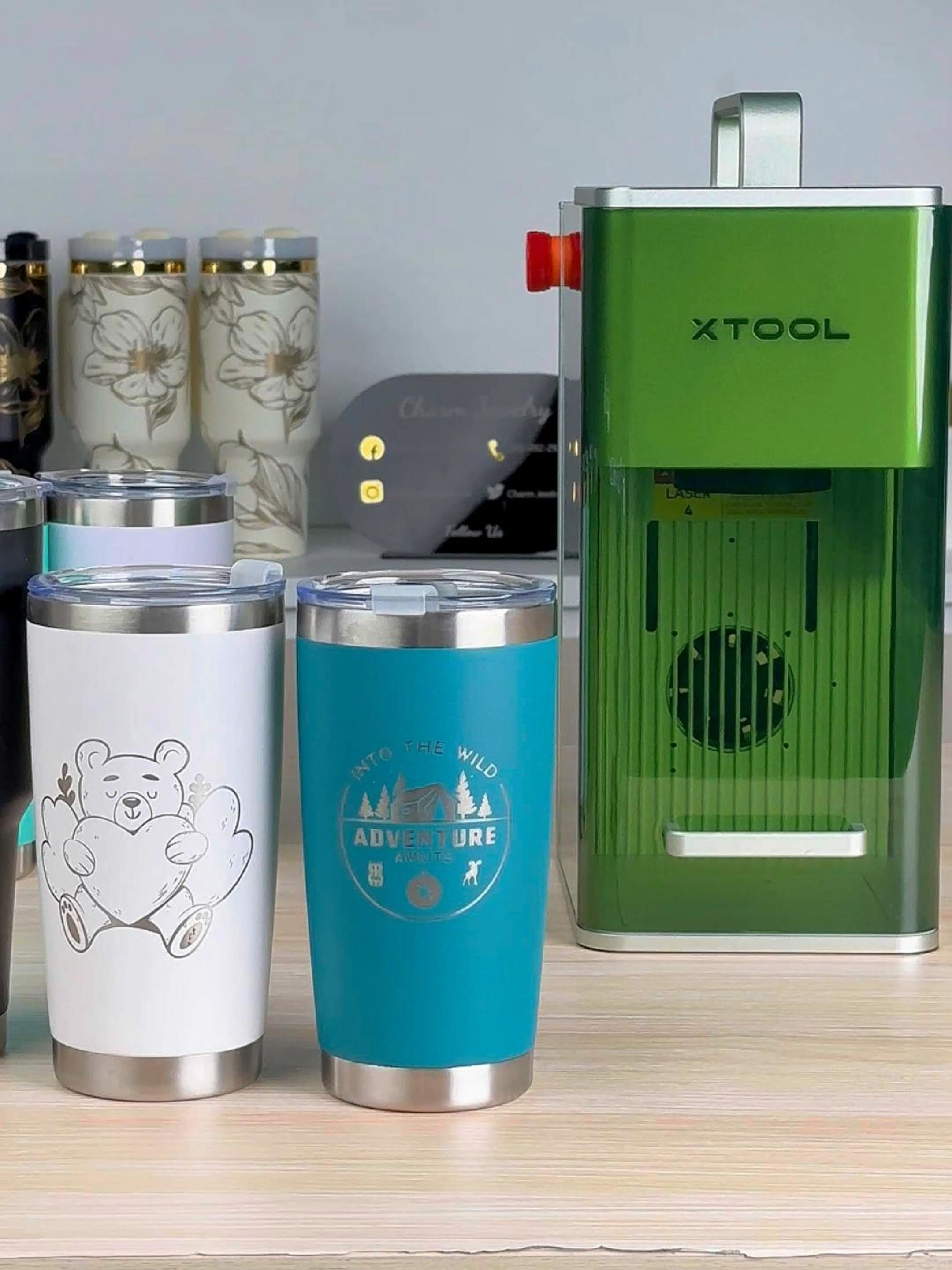 #Laserengrave #stainlessteeltumblers —perfect for #SmallBusinessand unique #giftideas with #xtoolf1#xtoollaser