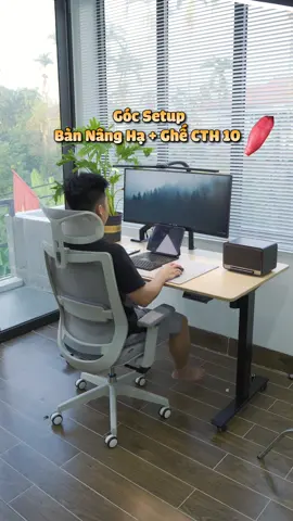 Góc Setup với bàn nâng hạ và ghế công thái học cho anh em tham khảo #nghiensetup #desksetup #ghecongthaihoc #bannanghadocao #standingdesk 
