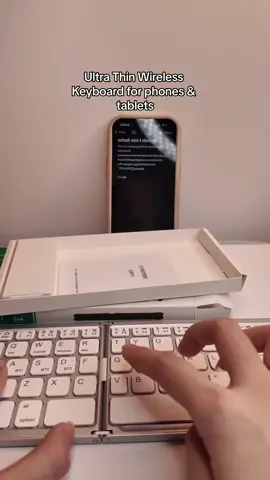 So slim & portable to bring this around! If i want to work on my ipad or iphone instead of bringing my laptop out 😭💗 #tiktokmademebuyit #summersale #wirelesskeyboard #spotlight #keyboard #minikeyboard 