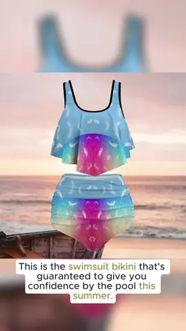 Plus Size Women's Feather Print 2pcs Swimsuit Bikini Set Top and Hight Waisted Bottoms Swim Summer Beach Fashion - Multicolour.  Get £5 off orders over £10 - Check it out! Shop Now! #tiktokmademebuyit #plussize #swimwear #fyp #Summer #shopping