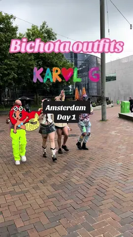 We were looking HOT🔥🔥🔥 which one is your fav⁉️#bichotaseason #teambichota #karolg #mañanaserabonitotour #amsterdam #OOTD #looks #concert #latinogang #fyp 
