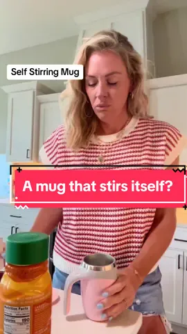 What do we think about this? A self-stirring mug. What would you put in this? It actually did a good job! #coffee #coffeetiktok #coffeeaddict #coffeetok #mug #kitchen #KitchenHacks #kitchenhack #kitchengadgets #fyf #ttsacl #ttsaclhome 