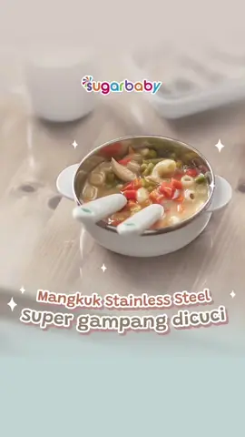 Noda makanan apapun, gampang bgt bersihinnya Moms😍 dan yang pasti bahannya amannn😘 #mangkokstainless #mangkukmpasi #feedingset #ibutiktokngereview 