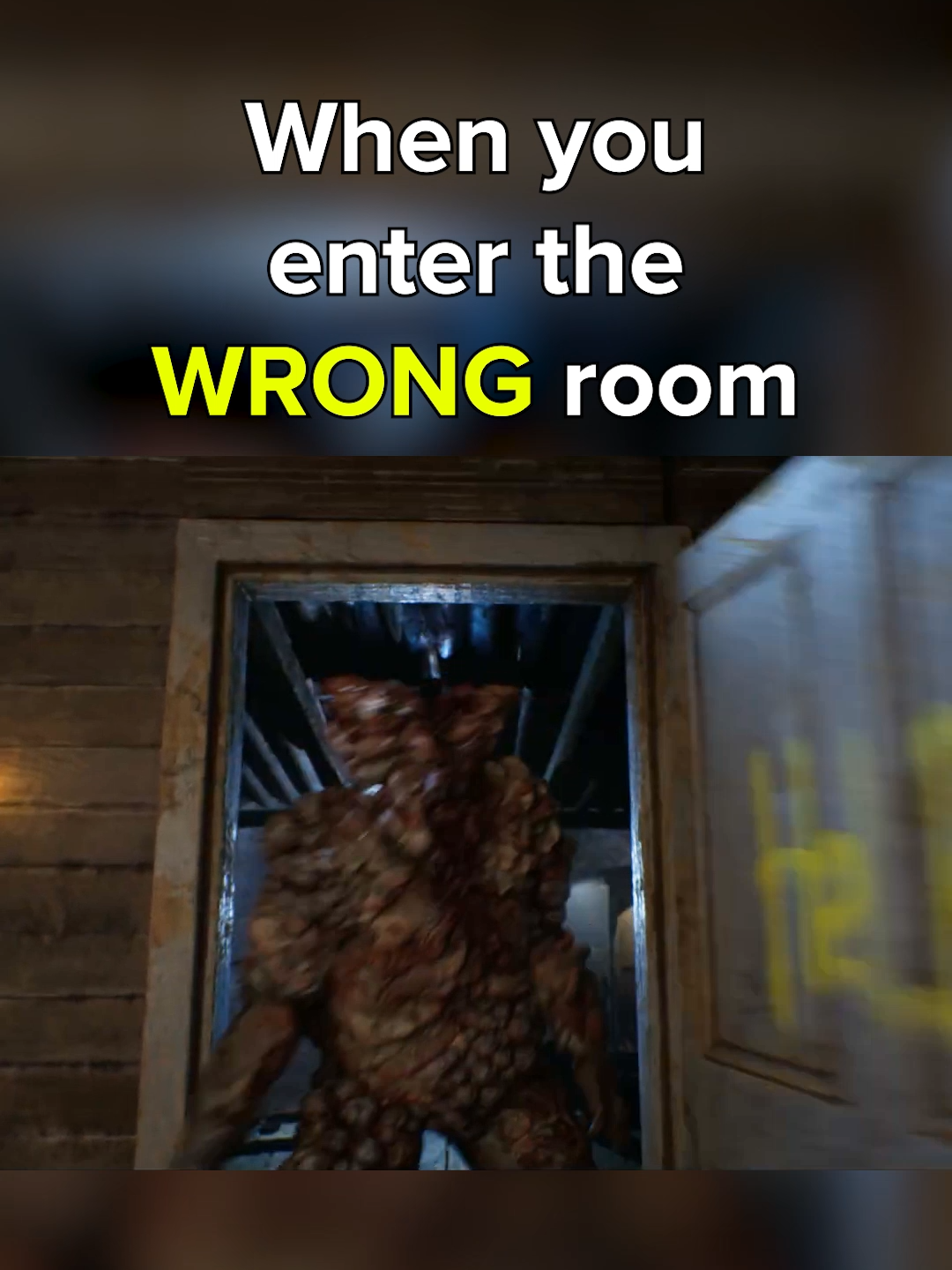 When You Enter The Wrong Room credit: @gahong_ins on Instagram #funnygaming #gamingmemes #horrorgame #thelastofus #residentevil #Halo #godofwar #doom #terminator #gearsofwar #GamingOnTikTok 