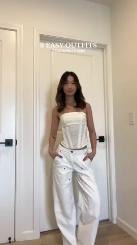 mixing & matching neutrals never fails 🙌🏼   @Edikted code LEANNEKD10 #edikted #ediktedad #ediktedhaul #ediktedcode #easyoutfits #simpleoutfitideas #summeroutfitinspo #summeroutfitideas #summertops #petitestyle #petitefashion #tryonhaul #capsulewardrobe  #carpenterjeans #lowrisejeans #linenskirt #corsettop 