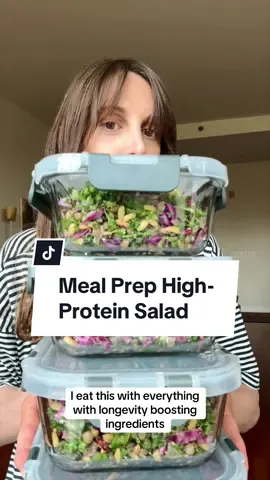 This delicious Healthy High-Protein Meal- Prep Salad Recipe is your weekly insurance for getting enough iron, protein, heart-healthy fats, antioxidants, and essential nutrients! Plus, it's made with optional evidence-based anti-aging ingredients shown to help reverse visible signs of cellular aging. (Nut-free, with a gluten-free option.) 🥰FULL RECIPE LINKED IN PR0FIL 🥰Or Cookingforpeanuts dot com search MEAL PREP Your Dietitian, Nisha #mealprep #antiaging #Summer #salad #healthyrecipes #plantbased #vegan #highprotein 