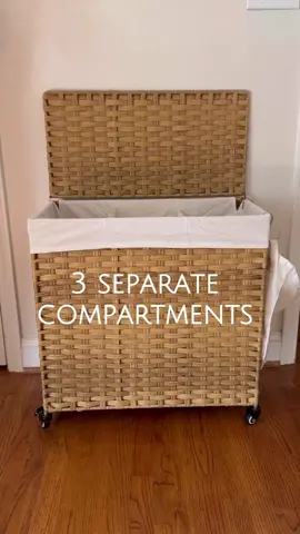 🧺 This 3-compartment rattan laundry hamper is making  the laundry routine easier!! #songmicshome #laundryhamper #laundryhacks #laundryroutine #sahm #momhacks #lifehacks #tiktokshopfinds #fyp 📸 @our.cottagehome 