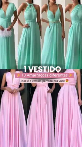 E ai amigas me conta aqui, qual amarração vocês gostaram mais? 😍 Siga-me para mais achadinhos e Dicas Incríveis como essa ❤️ #vestidolongo #vestidofesta #10em1 #ocasiaoespecial #fyp #viral 