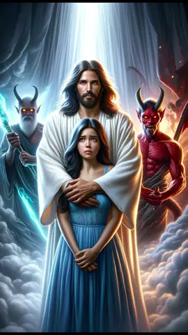 I will not give it to the devil‼️Jesus protecting beautiful women👩🏼✝️🕊️🕊️🕊️#shorts #story #ai #jesus #christ #devil 