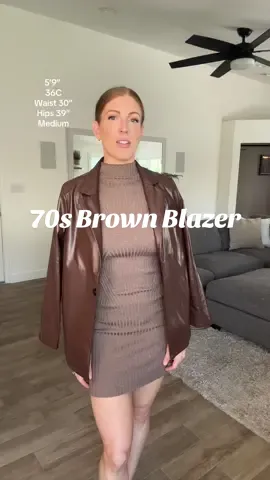 70s inspired leather blazer. Took a little gamble with the styling, but maybe I’ll start a new trend. True to size. #blazer #leatherblazer #brownblazer #70sblazer #1970s #1970saesthetic #70s 
