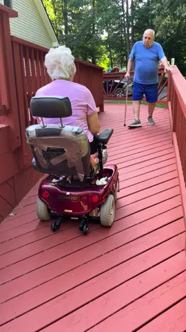 I think she did that on purpose 😭😂😅 #funny #jockandbelle #tildeathdouspart #61yearsofmarriage #grandmasoftiktok #humor #scooter #Love #ducttape #funnyvideos #grandparentsoftiktok #marriage #laugh 