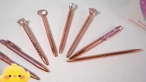 Rose Golden Ballpoint Pen Set Liquid Sand Glitter Metal Crystal Diamond Pen Girly Black Ink Pen Gifts For Wedding Office Desk Supplies #pen 
