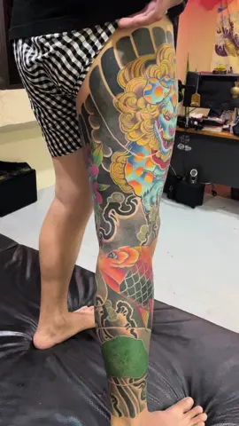 Full leg japanese cover up and new work. 017-8016801 for booking. Kuching area. #fyp #kuchingtattoo 