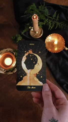 The Moon card from our Aurora Tarot deck ✨ the card of illusions and dreams!  #cocorrina #tarot #tarotreading #witchtok #darkaesthetic #tarotcards #moon 
