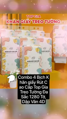 Combo 4 Bịch Khăn giấy Rút Cao Cấp Top Gia Treo Tường Đa Sắc 1280 Tờ, Dập Vân 4D, Siêu Dai Và Mềm Mịn Giấy Ăn Giấy Vệ Sinh có giá dưới 109.000₫ Hãy nhanh tay - Khuyến mại kết thúc vào ngày mai!