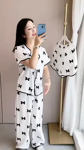 3 in 1 Women's Ice Silk pajama set is cool and breathable, stylish and comfortable to wear at home#pajamaset #pajamas 
