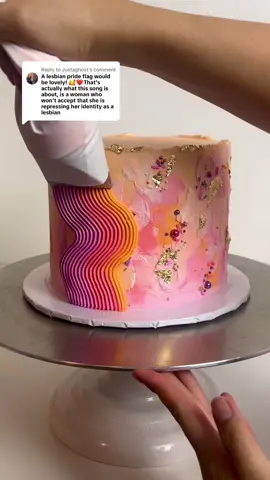 Replying to @Justaghost Lesbian Pride Cake 🧡🤍🩷💜 #cakedecorating #pridecake #pridemonth #satisfying #lesbian #wlw #lgbtq 