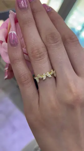 3 Butterflies 925 Sterling Silver Rings with14k Gold Plated and Simulated Diamond #jewelry #butterflies🦋 #ring #fashion