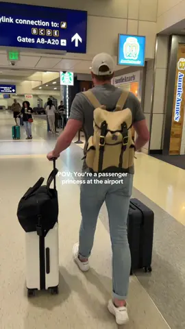 He takes care of the luggage; I take care of the snacks 🙃 #travel #traveltiktok #traveltok #traveltips #husbandandwife 