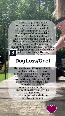 Hunter set out on his journey across the rainbow bridge last night 💔 My heart is shattered but I know we did what was best for him. He is no longer struggling.  He looked the most peaceful I have seen him in a long time and I have no doubt he knew how loved he was. He left paw prints on our hearts and I am forever thankful he chose us as his family.  He was my son. I will never understand how some dont see their dogs that way.  Thank you to all of you who left your thoughts and prayers. It means a lot.  #dogloss #doglossgrief #dogcancer #rainbowbridge🌈 #pawprintsonmyheart #dogmom #heartbroken💔 #dogsofttiktok #labradorsoftiktok #griefjourney 
