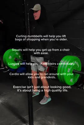 Exercise isn't a chore, it's your ticket to living a high-quality life. Those deadlifts will help you move those boxes easier, those shoulder presses will help you put things on shelves with less risk of injury, that run will give you the energy to chase after the little ones. Fitness isn't just about looking good. It's about enabling yourself to truly experience life to its fullest and have others experience the best version of you. #gym #gymmotivation #motivation #weightloss #weightlifting #fyp 