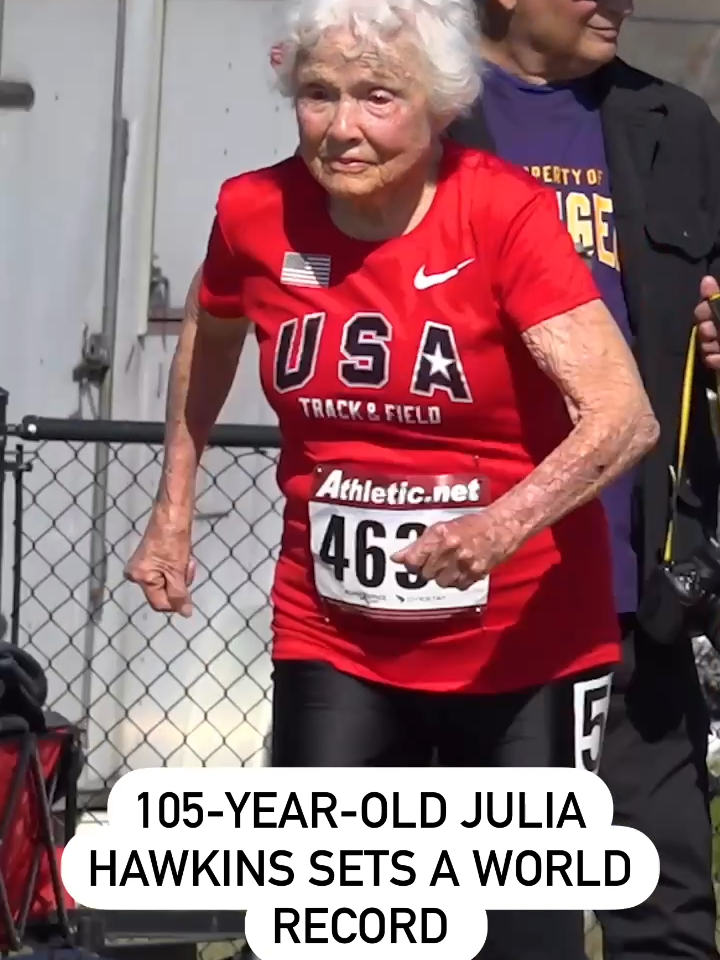 At the age of 105, Julia Hawkins set a world record as the oldest person to compete in a sanctioned track and field event. Watch our full story on Julia's inspirational example and her record run at WATCH.GrowingBolder.com #run #Running #runninginspiration #centenarian #worldsoldest #fypage #growingbolder #growingolder #aging #longevity #masterstrackandfield