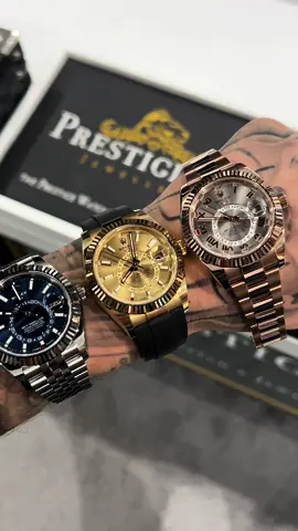 Which Sky-Dweller configuration is your favourite?🚀🍾😍 #skydweller #steel #rose #yellow #gold #blue #champagne  #watchfam #watchcollector #watchmania #watchlover #watchnerd #watchoftheday #watchgeek #drip #usa #dubai #UK #hongkong