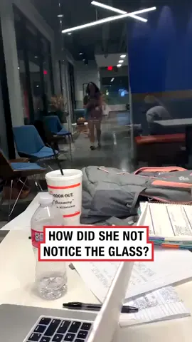 How did she not see that? 😂😂 ‌ #ladbible#fail #funny #glass #funnyvideos #omg
