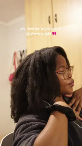 *WHATS NIGHT TIME HAIR ROUTINE?*  I used to dread wearing my hair out because I knew I had to twist it up or do bantu knots to keep my hair stretched and avoid shrinkage.  nowadays, I use two sections to band or african thread my hair. on those really lazy days- I put my hair in a bun or pineapple, put my doek over it and call it a night. #nightroutine #4chaircareroutine #4chaircaremadesimple #africanthreadingmethod #africanthreading #longnaturalhair 