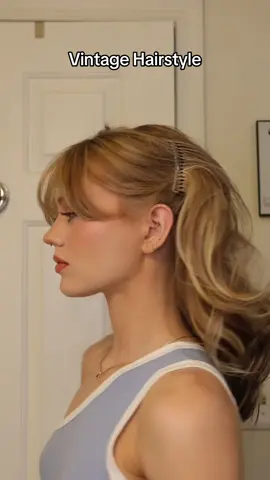 Vintage hairstyle with dreamy voluminous waves and curtain bangs! 🌟 I used the @Dyson USA and @Conair Velcro rollers, finished with @Color Wow Hair hairspray and two comb clips. #VoluminousWaves #CurtainBangs #HairTutorial #EffortlessChic #HairInspo #RelaxingVibes