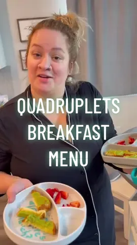 What is on today’s breakfast menu for our quadruplets??  #Quadruplets #CaffSQuad #Austin #Texas #DrippingSprings #ATX #RealLifeParenting #Infertility #RainbowBaby #MomsOfMultiples #BLW #BabyLedWeaning 