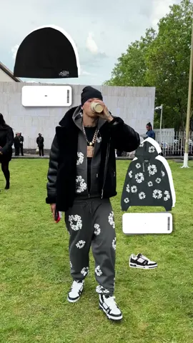 Central Cee rockin Denim Tears sweatsuit at Louis Vuitton SS25 fashion show🖤🔥 Sources:  🎥 Gala     🔍 What’s On The Star? App 📲 #whatsonthestar #centralcee #louisvuitton #style #fashion #outfit #drip #fashionshow #rapper #celebrity    