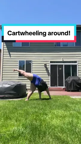 It was such a beautiful day to go play in the yard! #fatliberation #strong #cheerleading #fatrepresentation #fatbody #bodypositivity #cartwheel #formercheerleader 