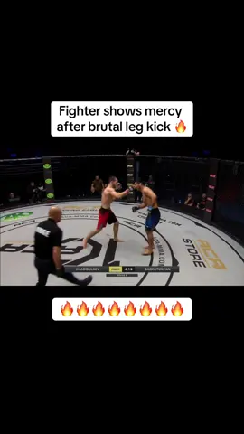 Fighter shows mercy after big leg kick #mma #UFC #russiamma #sportsmanship #mixedmartialarts #fyp #foryou #fypage #viral 