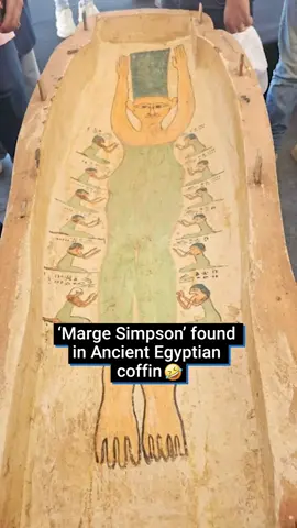 Archaeologists discovered a 3500-year-old ancient Egyptian coffin with an engraving that looks exactly like Marge Simspon 😂 The coffin is believed to date back to the New Kingdom 20th Dynasty and represents the ‘Goddess Nut’  You can definitely see the resemblence 😂  #fy #fyp #simpsons #simpsonsclips #simpsonspredictions #ancientegypt #ancienthistory #egypt #pharoah #History #archeology #news 