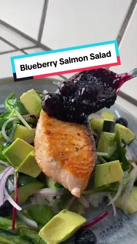 Nothing like a nice piece of Salmon for a post workout meal. Blue Berry Salmon Salad with fresh Cucumbers and Avocados. #EasyRecipe #salmon #Foodie 