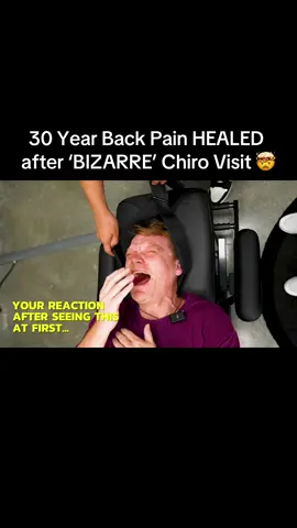 NEVER had some REACT this way at a Chiropractor‼️😱  Back pain, neck pain and migraines were ruining his life. After getting his back cracked for the first time, he was healed! Watch this chiropractic adjustment change his life! #chiropractor #adjustment #foryou 